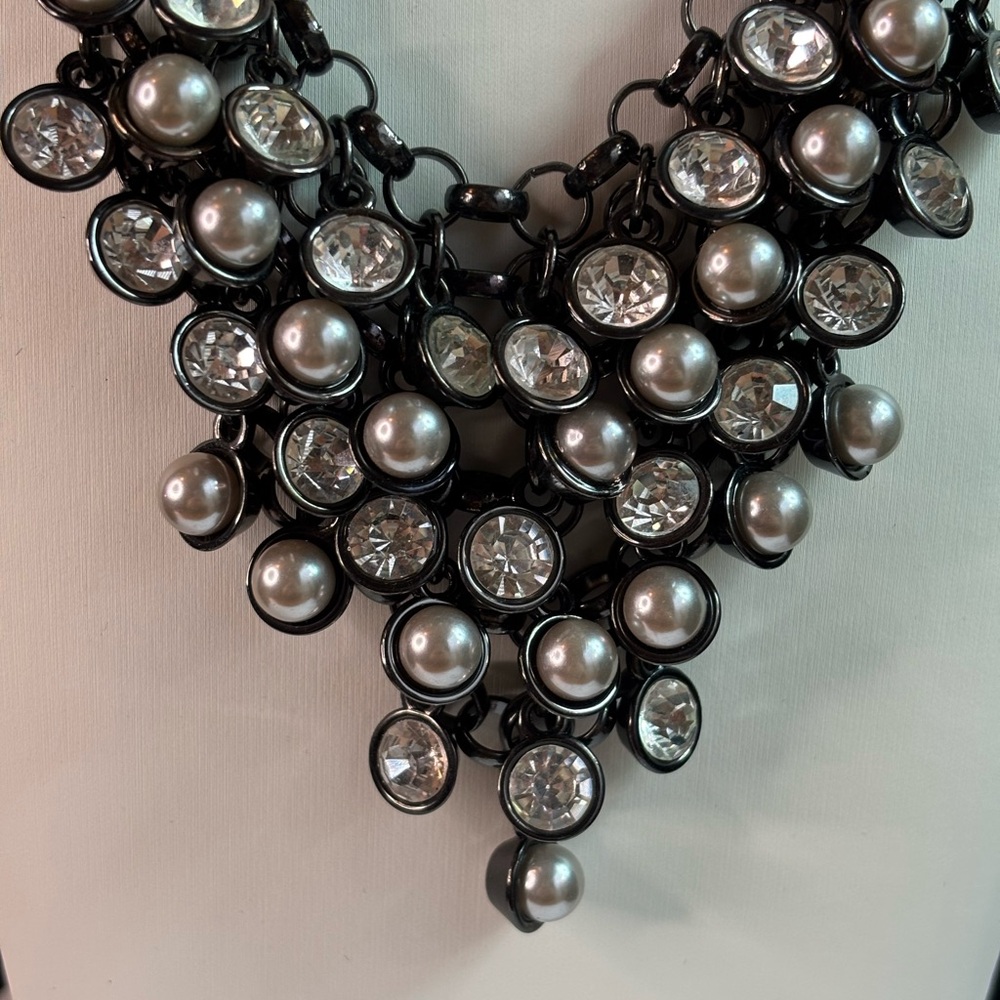 Sophisticated Black And Silver Statement Necklace - image 4